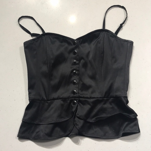 Black satin finish corset - Picture 1 of 4